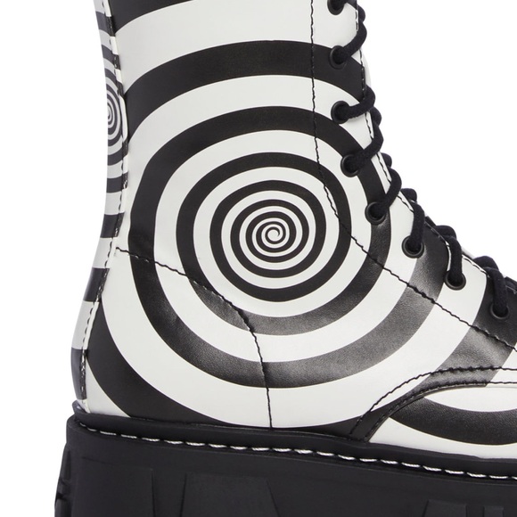 Dolls kill Current Mood spiral black white combat boots size 8 - Picture 2 of 7